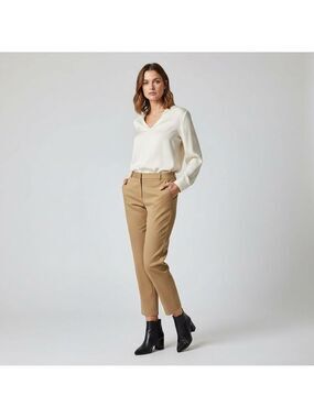 Hudson North Tan tapered cropped Dress Pants with zipper fly size 10